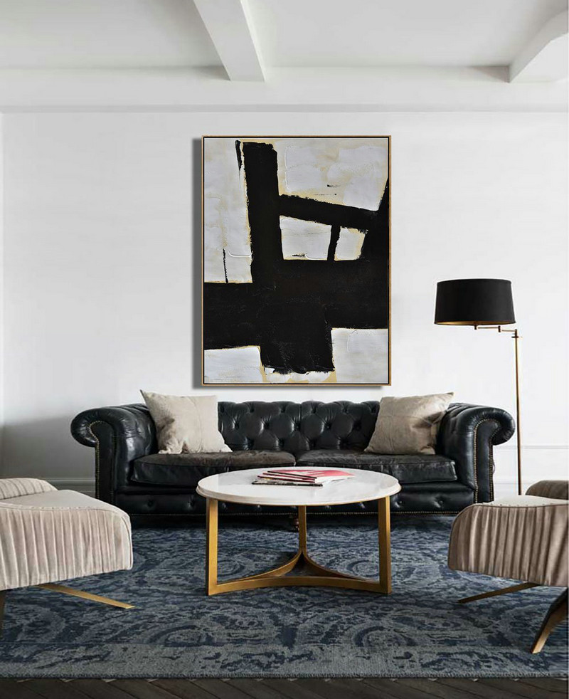 Abstract Painting Extra Large Canvas Art,Minimalist Painting On Canvas, Palette Knife Vertical Minimal Art - Huge Abstract Canvas Art